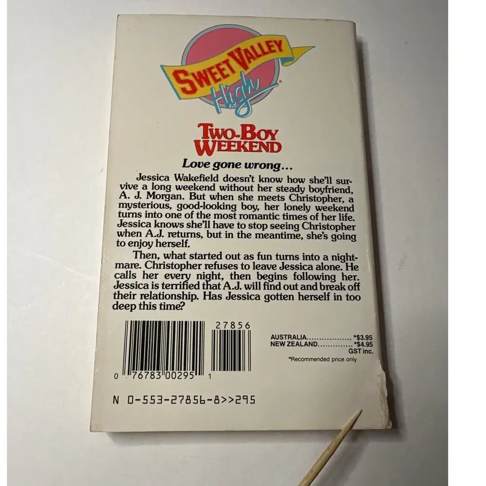 Sweet Valley High 1ST Edition First Print Book #54 Two-Boy Weekend Vintage 1980s